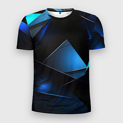 Футболка спортивная мужская Blue black texture, цвет: 3D-принт