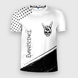 Мужская спорт-футболка Evanescence и рок символ на светлом фоне