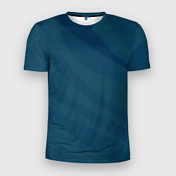Мужская спорт-футболка Сине-зеленый плавные полосы