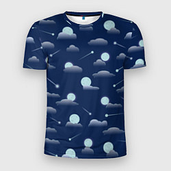 Футболка спортивная мужская Луна в облоках, цвет: 3D-принт