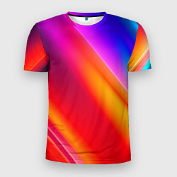 Футболка спортивная мужская Неоновая радуга, цвет: 3D-принт