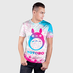 Футболка спортивная мужская Totoro neon gradient style, цвет: 3D-принт — фото 2