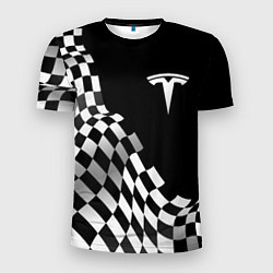 Мужская спорт-футболка Tesla racing flag