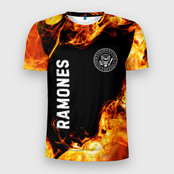 Мужская спорт-футболка Ramones и пылающий огонь