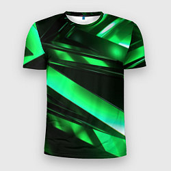 Футболка спортивная мужская Зеленая неоновая абстракция, цвет: 3D-принт