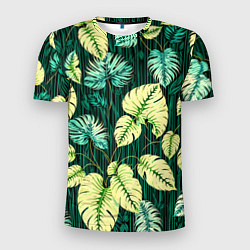 Мужская спорт-футболка Листья узор тропический