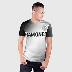 Футболка спортивная мужская Ramones glitch на светлом фоне: символ сверху, цвет: 3D-принт — фото 2