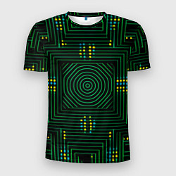 Мужская спорт-футболка Зелёная электросхема