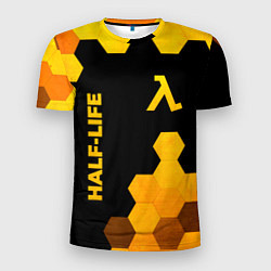 Футболка спортивная мужская Half-Life - gold gradient: надпись, символ, цвет: 3D-принт