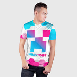 Футболка спортивная мужская Minecraft neon gradient style, цвет: 3D-принт — фото 2