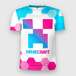 Футболка спортивная мужская Minecraft neon gradient style, цвет: 3D-принт