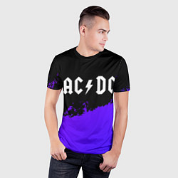 Футболка спортивная мужская AC DC purple grunge, цвет: 3D-принт — фото 2