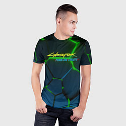 Футболка спортивная мужская Cyberpunk 2077 phantom liberty green neon, цвет: 3D-принт — фото 2