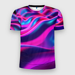 Мужская спорт-футболка Фиолетовые неоновые волны