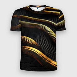 Мужская спорт-футболка Золотистые волны абстракция