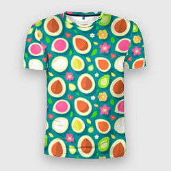 Мужская спорт-футболка Текстура авокадо и цветы