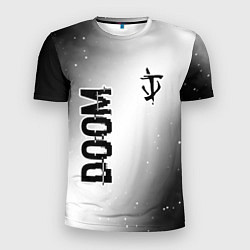 Мужская спорт-футболка Doom glitch на светлом фоне: надпись, символ