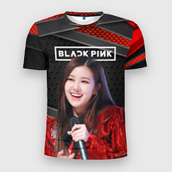 Футболка спортивная мужская Rose Blackpink black red, цвет: 3D-принт