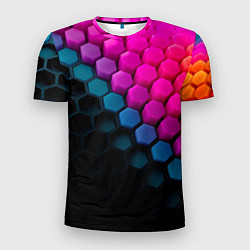 Мужская спорт-футболка Цветной шестиугольник