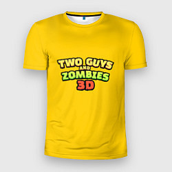 Мужская спорт-футболка Two Guys & Zombies 3D - Лого на желтом