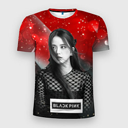 Футболка спортивная мужская Jisoo black red background, цвет: 3D-принт