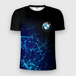 Мужская спорт-футболка BMW - логотип с геометрическим фоном