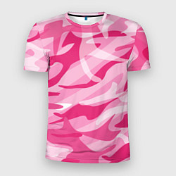 Футболка спортивная мужская Камуфляж в розовом, цвет: 3D-принт