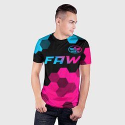 Футболка спортивная мужская FAW - neon gradient: символ сверху, цвет: 3D-принт — фото 2