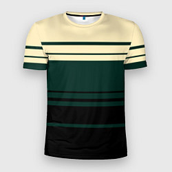 Футболка спортивная мужская Полосы зелёный, цвет: 3D-принт