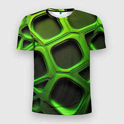 Футболка спортивная мужская Объемные зеленые соты, цвет: 3D-принт
