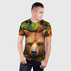 Футболка спортивная мужская Медведь в листьях, цвет: 3D-принт — фото 2
