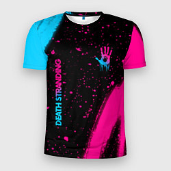 Мужская спорт-футболка Death Stranding - neon gradient: надпись, символ