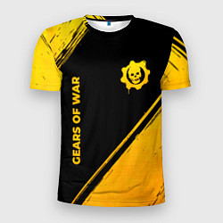 Мужская спорт-футболка Gears of War - gold gradient: надпись, символ
