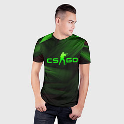 Футболка спортивная мужская CS GO green logo, цвет: 3D-принт — фото 2