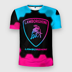 Футболка спортивная мужская Lamborghini - neon gradient, цвет: 3D-принт