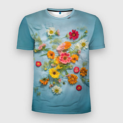 Мужская спорт-футболка Букет полевых цветов на ткани