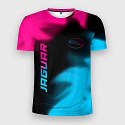 Мужская спорт-футболка Jaguar - neon gradient: надпись, символ