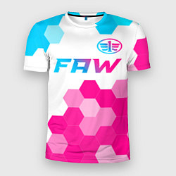 Футболка спортивная мужская FAW neon gradient style: символ сверху, цвет: 3D-принт