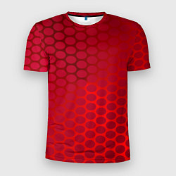 Мужская спорт-футболка Сотовый красный градиент