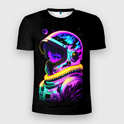 Мужская спорт-футболка Девчонка-космонавт - неоновое свечение