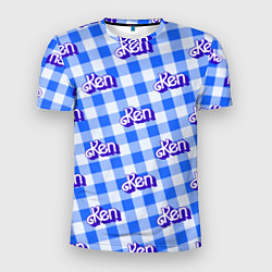 Мужская спорт-футболка Голубая клетка паттерн - Кен