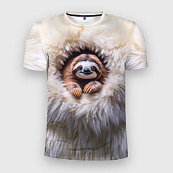 Футболка спортивная мужская Ленивец в меху, цвет: 3D-принт