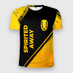 Мужская спорт-футболка Spirited Away - gold gradient: надпись, символ