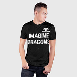 Футболка спортивная мужская Imagine Dragons glitch на темном фоне: символ свер, цвет: 3D-принт — фото 2