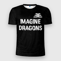 Футболка спортивная мужская Imagine Dragons glitch на темном фоне: символ свер, цвет: 3D-принт