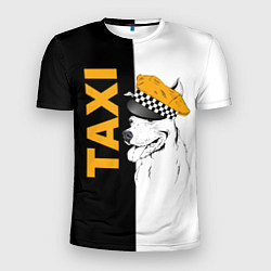 Мужская спорт-футболка Собака в кепке таксиста