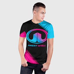 Футболка спортивная мужская Great Wall - neon gradient, цвет: 3D-принт — фото 2
