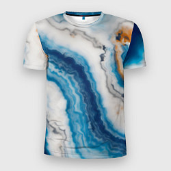Мужская спорт-футболка Узор волна голубой океанический агат