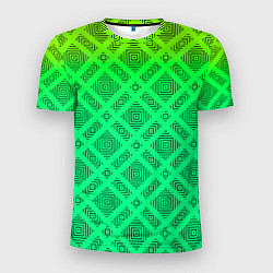 Мужская спорт-футболка Желто-зеленый градиентный фон с геометрическим узо