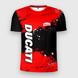 Мужская спорт-футболка Ducati - красная униформа с красками